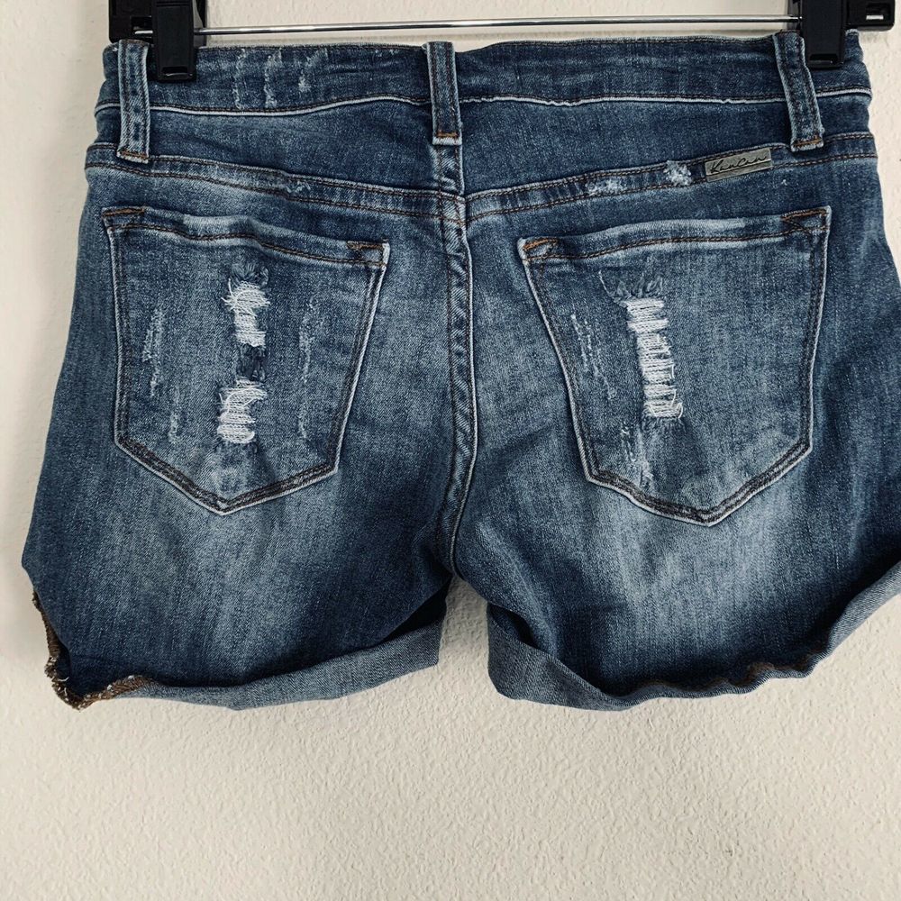 KanCan Distressed Blue Dinem Cutoff Shorts - Picture 4 of 4
